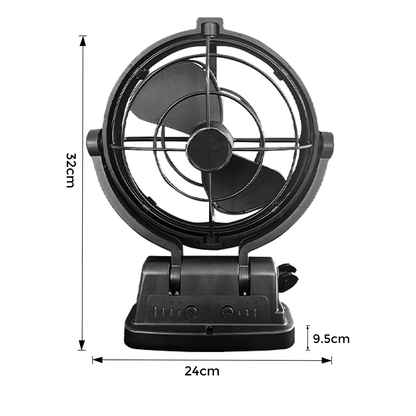 RV Wall Fan – 12V/24V Wall-Mounted Fan for RVs, Caravans, and Vehicles - Black