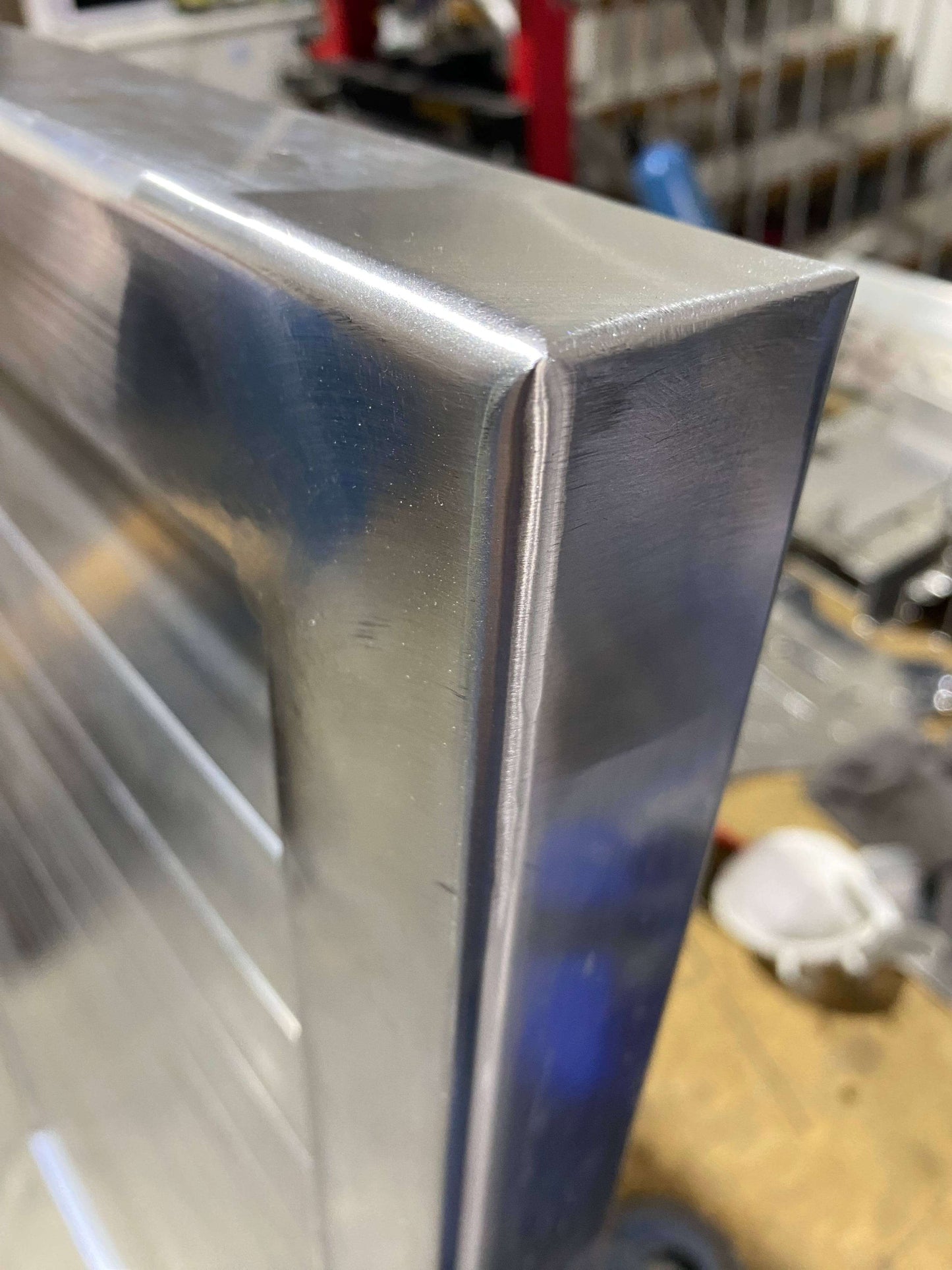 Aluminium Fabricated Mitre Corner Join Welded and Blended.