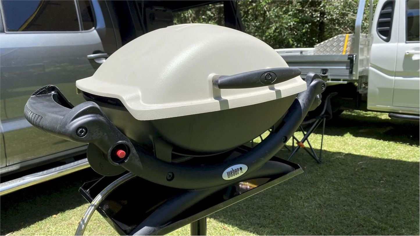 Trip-Pod BBQ Stand to suit Weber Baby Q 1000 and Q1200 Caravans and Camping