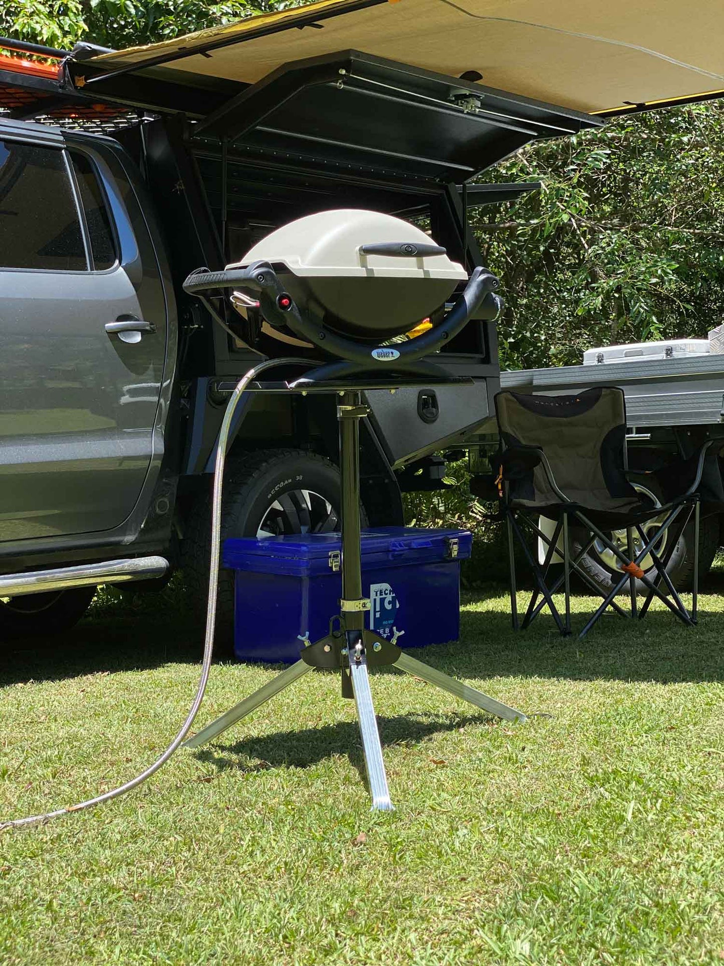 Trip-Pod BBQ Stand to suit Weber Baby Q 1000 and Q1200 Caravans and Camping