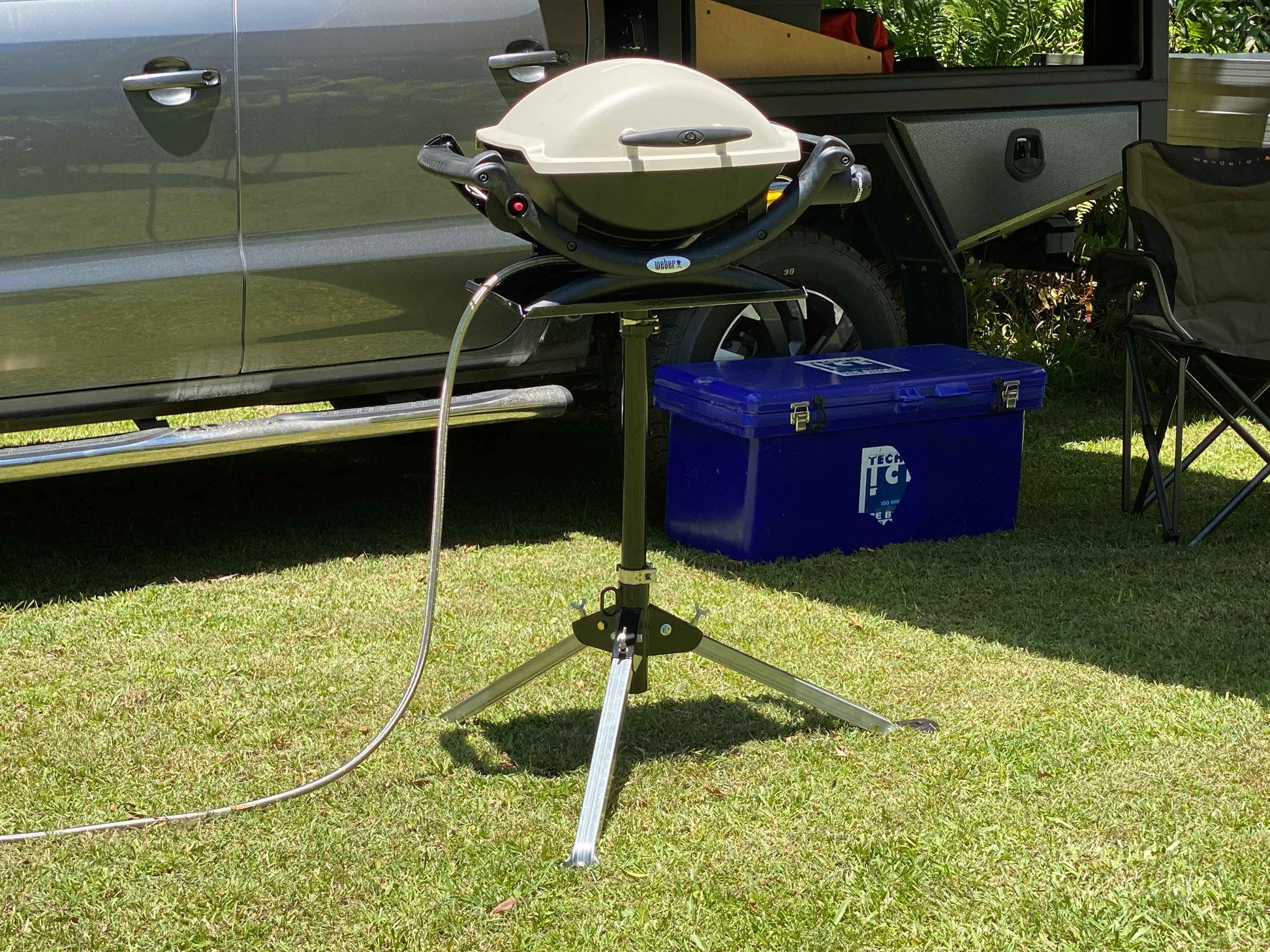 Trip-Pod BBQ Stand to suit Weber Baby Q 1000 and Q1200 Caravans and Camping